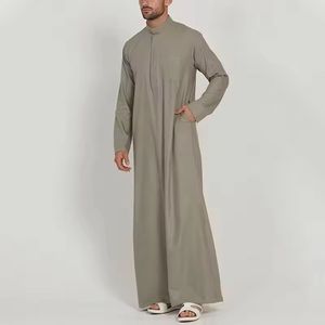 Polyester, vêtements décontractés pour hommes, col en V, manches longues, coupe ample, longueur au sol, shalwar kameez, respirant, broderie, vêtements de prière de plage, nouveauté - Product Image 1