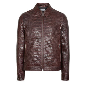 Men's <b>Leather</b> <b>Jackets</b> Wholesale High Quality Texture Embossed Customizable Waterproof Windproof Breathable Canvas Stand Front - Product Image 6