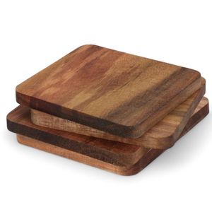 GUÍA DE BELLEZA STURDY MORDEN MULTI COASTERS DE MADERA Funcional Hecho a mano Bebida artesanal Posavasos de bambú Juego de 6 paquetes con soporte - Product Image 2
