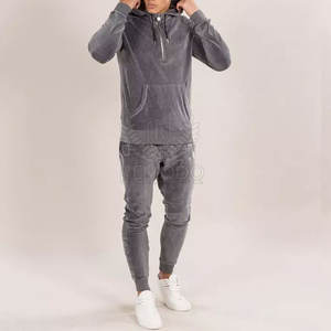 Fashion Men <b>Velvet</b> Tracksuit Full Zip <b>Hoodie</b> and Sweatpants Custom Logo Available <b>Velvet</b> Tracksuit - Product Image 3