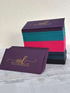Cartes de vœux estampées en feuille d'or avec des anges et des fées pour l'Aïd Moubarak, avec du carton de qualité supérieure multicolore et des enveloppes assorties - Product Image 4