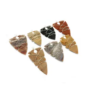 תיל עטוף arrowhead arrowhead סיטוני אבן טבעית אמיתי רופף לעגיל עבור תכשיטים מה סיטוני