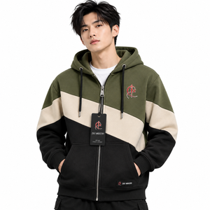 เสื้อฮู้ดแขนยาวผ้าฝ้ายพิมพ์ลายเต็มตัว ซิปยาว 100% ไซส์ XS ขายส่ง เสื้อกันหนาวลำลองสำหรับผู้ชาย - Product Image 1