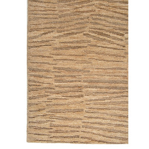 พรมขนสัตว์ถักมือสีเบจและสีน้ำตาลลายเอนโทรปี รุ่น AKWL-1485 ขนาดใหญ่ สำหรับตกแต่งห้องนั่งเล่น ลายเรขาคณิต รูปทรงสี่เหลี่ยมผืนผ้า เหมาะสำหรับห้องโถง - Product Image 4