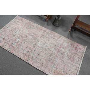 Tapis turc vintage 3x5,8 pieds, tapis marocain en laine rose - Product Image 4