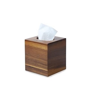 Boîte à mouchoirs en bois de noyer naturel couvercle carré distributeur en bois rustique moderne tendance pour salle de bain salon chambre bureau - Product Image 1