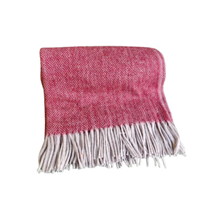 Mantas de lana tartán con diseño de espiga de diamante rojo baya tamaño king grande de fabricante indio - Product Image 6