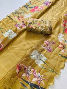 Vêtements traditionnels indiens de qualité supérieure Saree imprimé Designer Dernière exclusivité Festival Wear Haldi Fonction la plus tendance haute sur demande - Product Image 4