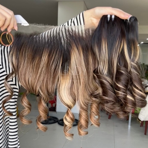 Cheveux vierges de haute qualité, mèches ombrées, couleur rebondissante, avec frontal et mèches pour faire des perruques - Product Image 2