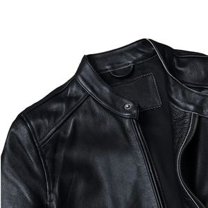Chaqueta de Cuero Vacuno de Alta Calidad para Hombre, Chaqueta de Motociclista de Cuero Genuino Natural para Primavera - Product Image 4