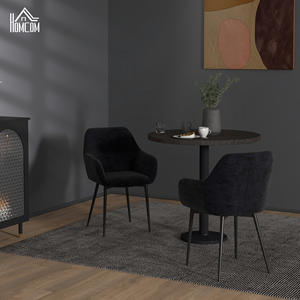 HOMCOM Set of 2 Modern <b>Dining</b> <b>Chairs</b> with Armrests, Padded Seat and Steel Legs, 54x57x80cm, <b>Black</b> - Product Image 2