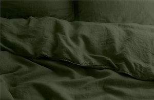 Donna <b>King</b> 200TC Full <b>Size</b> Quilt Cover Set Stonewashed Linen Duvet Cover 2 Matching <b>Pillow</b> Cases Solid Olive Green for Hospitals - Product Image 3