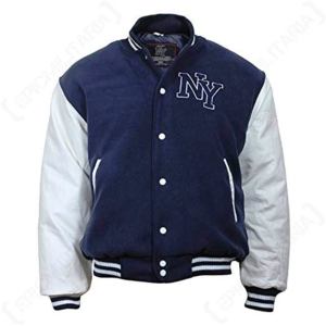 เสื้อแจ็กเก็ตเบสบอลผ้ากำมะหยี่ปักโลโก้หนังแท้แขนเสื้อแจ็คเก็ตขนสัตว์มหาวิทยาลัยวินเทจ - Product Image 1