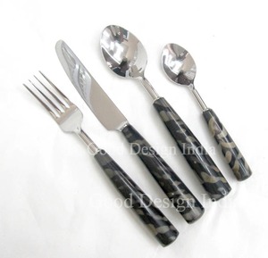 Couverts en acier miroir en résine ensemble de couverts argenterie ensemble de couverts 24pc Style classique solide inoxydable mariage durable élégant - Product Image 1