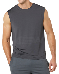 Men Cotton Spandex Tank Top Slim Fit <b>Stretch</b> Sleeveless Undershirt Quick Dry Breathable Fabric Designed Casual Layering Front - Product Image 4