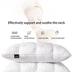 Cuscini in piuma <span class=keywords><strong>d</strong></span>'<span class=keywords><strong>oca</strong></span> bianca di lusso a prova di <span class=keywords><strong>piumino</strong></span> King Queen 100% cotone cuscino rettangolare in stile 3D per te regalo amante - Product Image 3