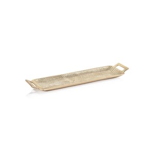 Plateau de service de luxe pour mariage, en aluminium nickelé, bois et métal, support de présentation, design artisanal - Product Image 3