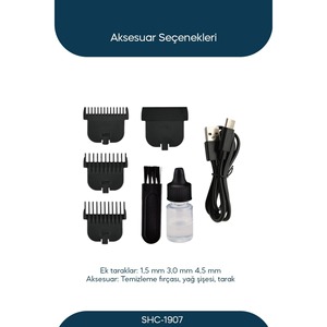 Recortadora Profesional de Cabello y Barba SHC-1907 con Cuchilla en T de Titanio, Garantía de 2 Años, 220-240V - Product Image 2