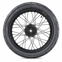 JFG RACING Surron Light Bee X S Kit de roues Supermoto Avant 17 X 1.85 Arrière 17 X 2.15 Jantes à rayons avec moyeu CNC Kit de mise à niveau de pneus routiers