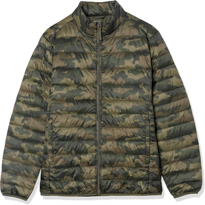 Veste matelassée légère camouflage pour homme, veste d'hiver pliable, col montant, fermeture éclair, chaude, coupe-vent, vêtements d'extérieur, camouflage vert - Product Image 4