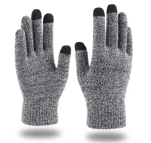 Top qualité hommes femmes manchette élastique hiver thermique doux tricot doublure écran tactile SMS gants chauds personnaliser Logo en gros - Product Image 4