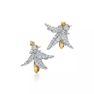 Anillo de Pájaro con Diamantes, Ojos de Zafiro y Corona de Oro, Joyería de Lujo para Ocasiones Formales - Product Image 1