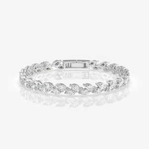 Bracelet en argent sterling certifié IGC avec diamant en moissanite de coupe marquise classique de 5 à 6 carats, serti à griffes - Product Image 1