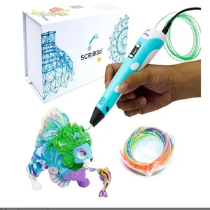 디스플레이가 있는 SCRIB3Ds P1 3D 인쇄 펜 포함 3D 펜, PLA 필라멘트의 3 가지 스타터 색상, 스텐실 도서 판매