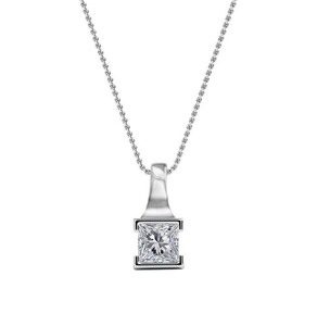 Colgante de diamante con corte princesa brillante de 0.30 ct, diamante cultivado en laboratorio en platino, para regalo de aniversario nupcial - Product Image 1