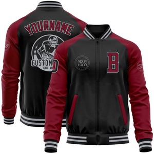 Bomber personnalisé noir cramoisi-gris Varsity Letterman deux tons veste à glissière coupe-vent Streetwear vintage veste universitaire pour hommes - Product Image 2