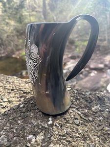 Nouveautés Corne à boire en buffle naturel Corne à boire viking Chope pour bière Méad Corne à boire médiévale avec poignée - Product Image 4
