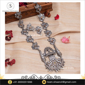 Collier de déclaration oxydé en argent polonais antique Bijoux ethniques religieux en laiton avec pierres pour mariage ou cadeau Faveur de retour - Product Image 3
