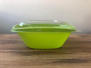 Ensaladera cuadrada de 1000 cc, gran oferta de alta calidad, utensilios de cocina para el hogar, HoReCa, tapa desechable verde con bisagras para mascotas, frutero grande - Product Image 3