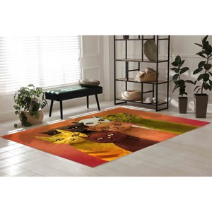 Tapis imprimé avec un motif de chat abstrait, tapis imprimés en 3D, peinture de six chats, tapis de bureau à thème animalier, tapis en velours - Product Image 3