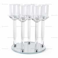 Vase en tube transparent de luxe en soie de haute qualité, centre de table, support 3/5, base ronde, carrée, longue pour décoration de table de mariage ou d'hôtel