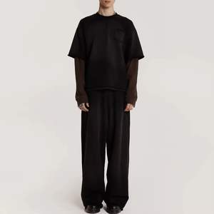 Pantalons de survêtement surdimensionnés et lourds personnalisés en gros pour hommes, couleur unie, ourlet élastique, taille élastique, pantalon de jogging décontracté - Product Image 6