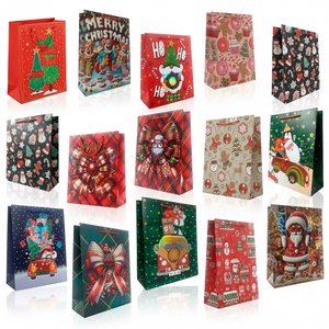 Grande Borsa Regalo per Forniture Natalizie con Elegante Manico in Corda Rossa per Confezioni Regalo Festive - Product Image 1