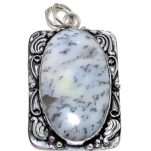 Natural Dendrite <b>Opal</b> Gemstone 925 Sterling Silver <b>Pendant</b> Rhodium Plated Fashionable <b>Pendant</b> For Wedding Gift Party For Unisex. - Product Image 5