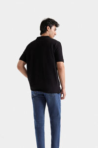 Camiseta Polo de punto informal de manga corta Camiseta Polo de ajuste clásico Camisetas de verano Ajuste estándar Camiseta Lisa para hombre Negro - Product Image 4