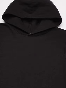 Sweat-shirt à capuche en molleton de coton mélangé décontracté pour homme, noir, crocheté et brodé, avec poche - Product Image 2