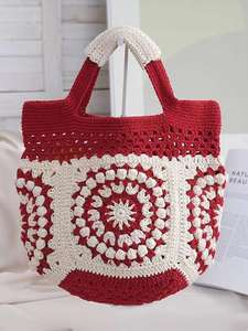 Bolso de hombro de ganchillo de alta gama para mujer, de tela de algodón y paja, suave, de gran capacidad, con forro, para playa - Product Image 4