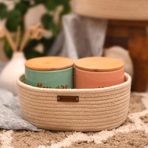 Export Quality New Arrival Pure Cotton <b>Rope</b> Oval <b>Storage</b> <b>Basket</b> With Handle Custom Size For Home Office Used Wedding Gift <b>Basket</b> - Product Image 5