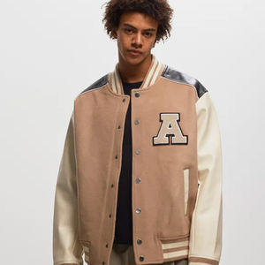 Chaqueta Varsity Unisex de Invierno, Informal, de Lana, con Cuello Alto, Logotipo Personalizable, Bordado de Letras en Chenilla Fina, Estilo Urbano - Product Image 4