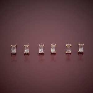 92.5 <b>Silver</b> <b>Stud</b> <b>Earrings</b> 176681 with Emerald Cut Diamond Sapphire Zircon Pearl Rhodium Plated for Wedding Engagement Party Gift - Product Image 1