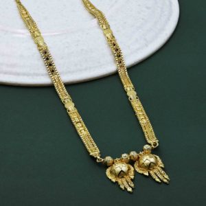 Venta al por mayor 24K Gold Micro Long Mangalsutra para mujeres casadas, Indian Wedding Long Mangalsutra, Daily Wear Gold Finish Mangalsutra - Product Image 3