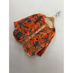 Hand Block-Printed <b>Quilted</b> Cotton <b>Jacket</b> in the Jungle Orange for Summer - Product Image 3