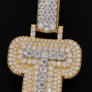 Pendentif avec initiale de nom en diamant Moissanite VVS, logo personnalisé, pierres précieuses RB, argent 925, plaqué or glacé, charmes unisexes hip-hop - Product Image 2