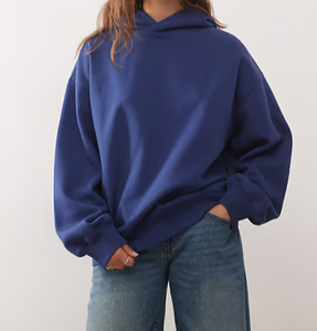 Sudadera con capucha de gran tamaño para mujer con logotipo personalizado de OEM, jersey de forro polar de algodón de peso pesado, ropa de calle holgada con capucha de manga larga - Product Image 1