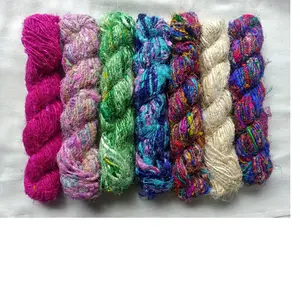 custom made multi colored and solid colored sari silk yarn in 100 gram skeins ideal for resale by yarn and fiber stores