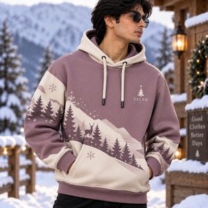 Sudadera con Capucha Personalizada con Estampado Bordado Inspirado en la Navidad, Sudadera de Invierno 100% Algodón Felpa, Unisex, Venta al Por Mayor, Ropa OEM - Product Image 1